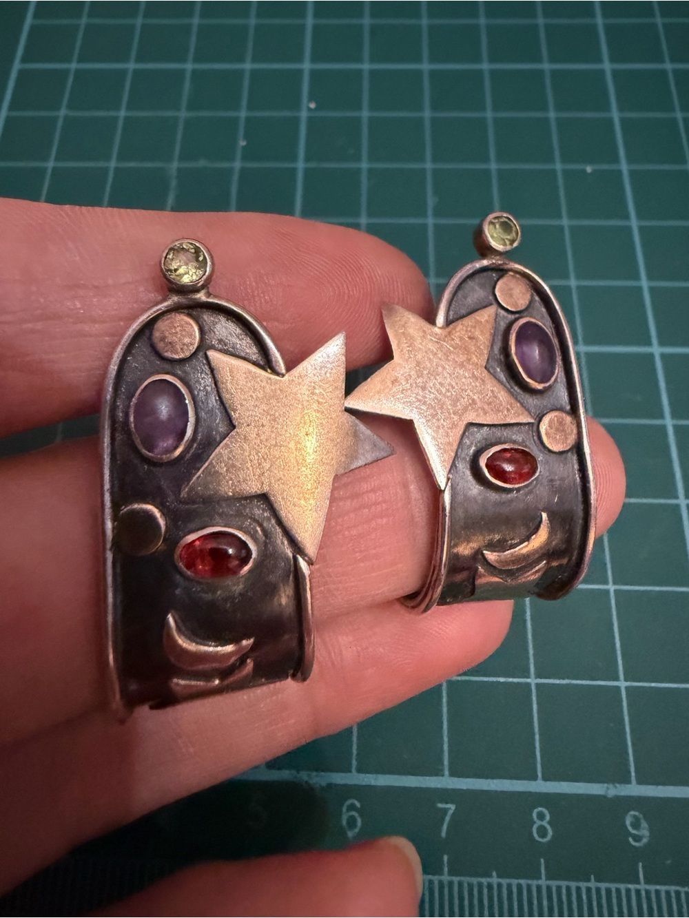 Vin Sterling Star & Gemstone Drop Earrings in Mixed Metal and Multicolor Stones